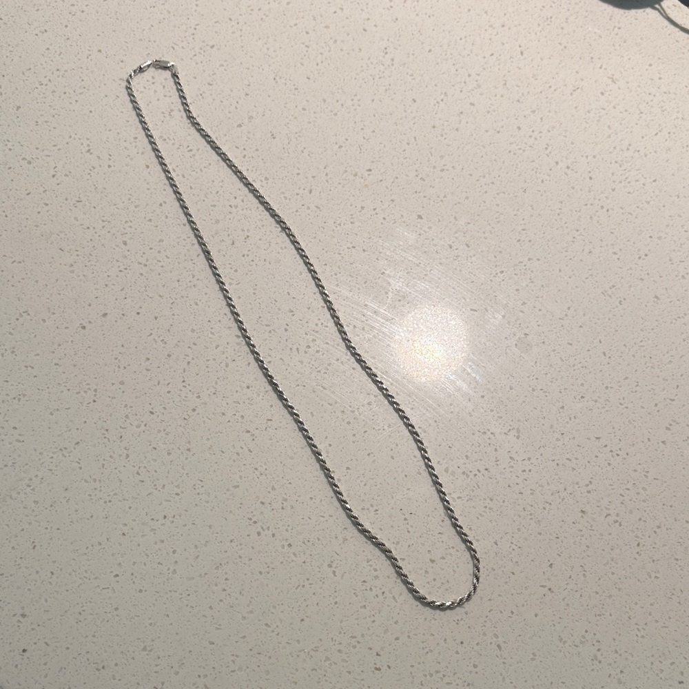 Silver Rope Chain Necklace 26in - Sleek Minimalist